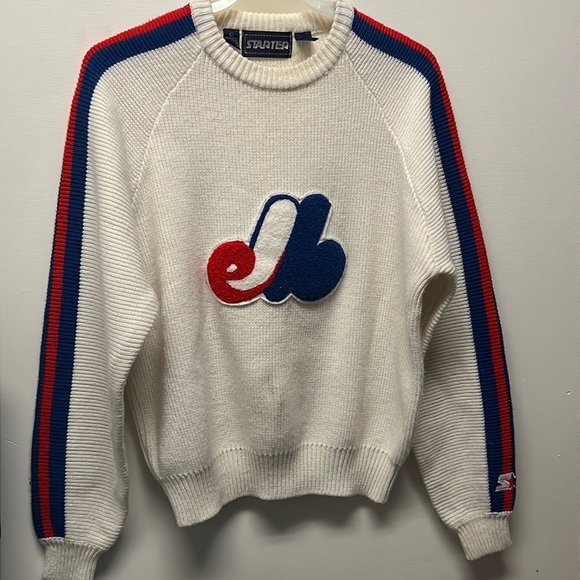 Vintage STARTER Montreal Expos Knit Sweater Crewneck - Picture 2 of 10